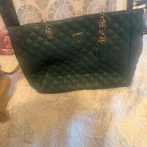 Guess Forest Green Quilted Tote